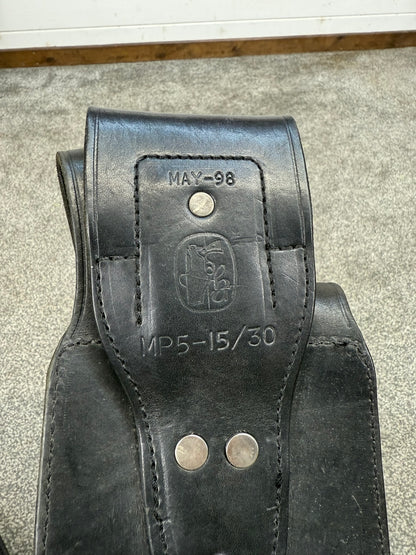 Ex Police Leather MP5 Double Mag Belt Pouch Airsoft Display