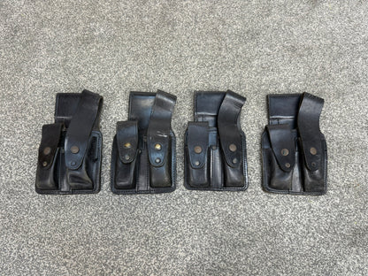 Ex Police Leather MP5 Double Mag Belt Pouch Airsoft Display