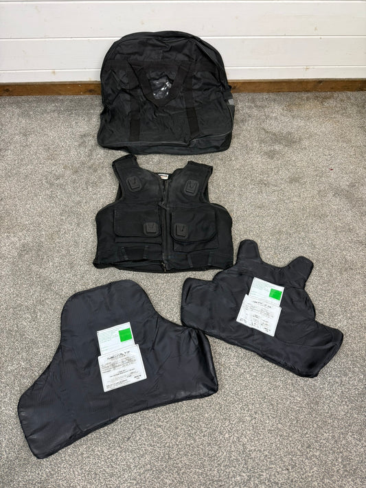 Ex Police Black Hawk Body Armour Vest & Bag Anti Stab & Ballistic HG1A & KR1 Security - MEDIUM