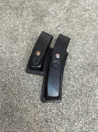 Ex Police H&K MP5 Double Mag Leather Belt Pouch Airsoft Display