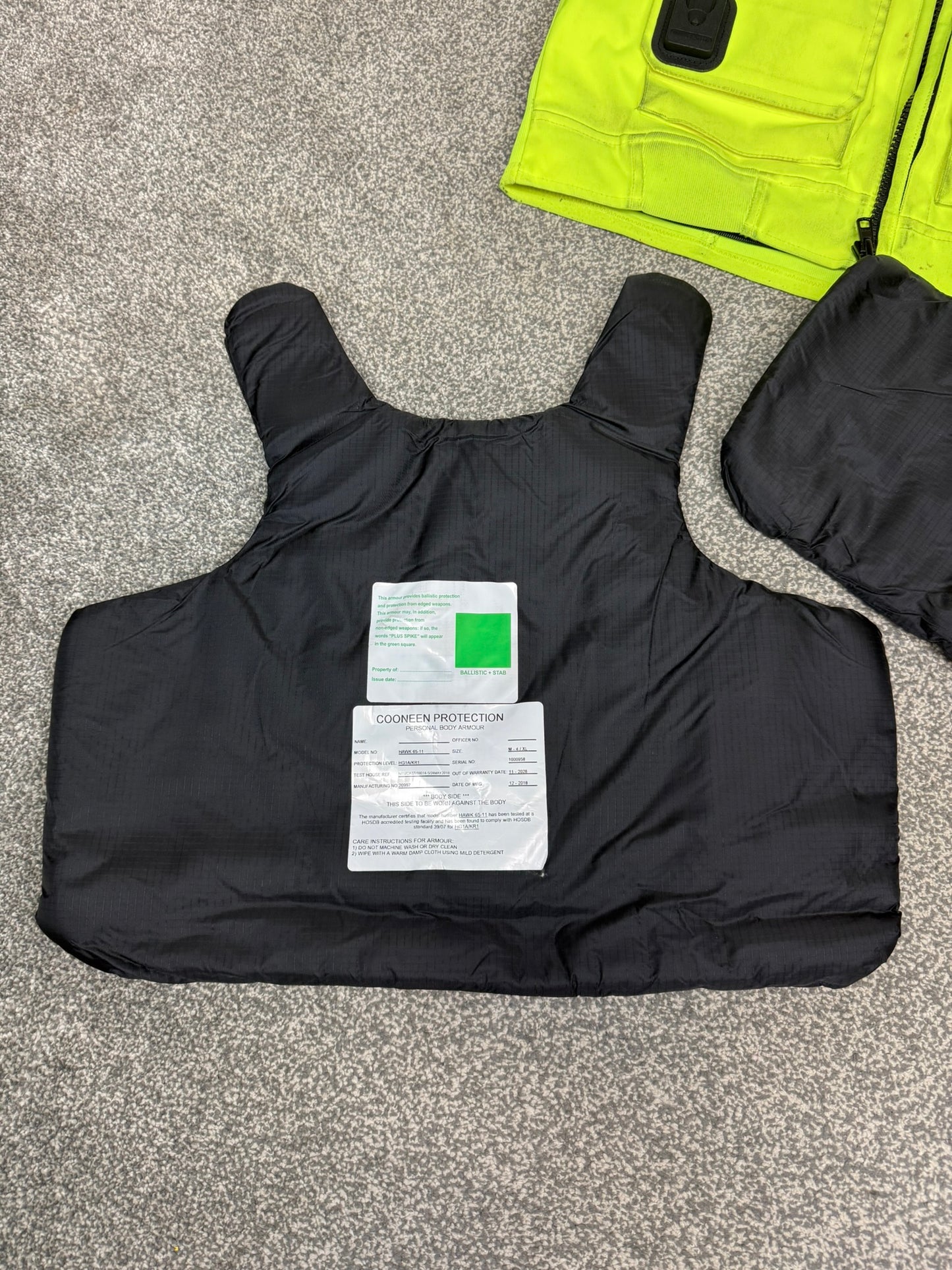 Ex Police Cooneen Body Armour Vest & Bag Anti Stab & Ballistic HG1A & KR1 - LARGE