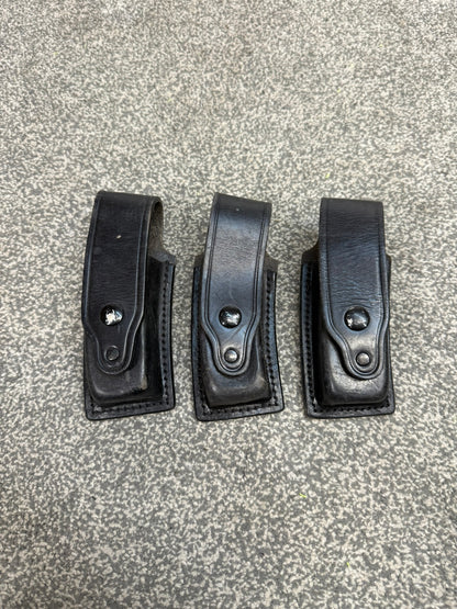 3x Ex Police Leather MP5 Mag Pouch Belt Pouch JOB LOT Airsoft Display