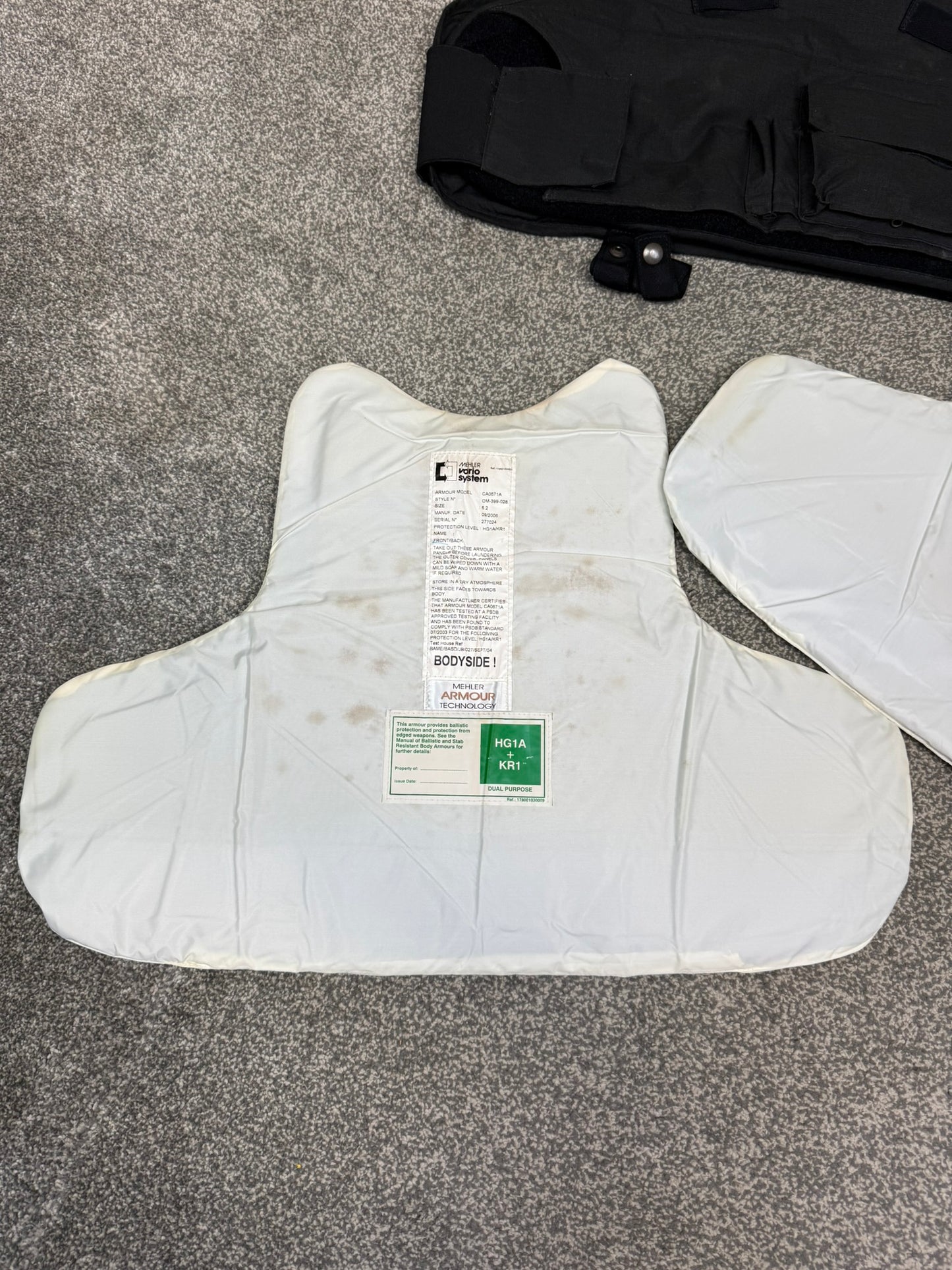 Ex Police Mehler Body Armour Vest & Bag Anti Stab & Ballistic HG1A & KR1 - XL