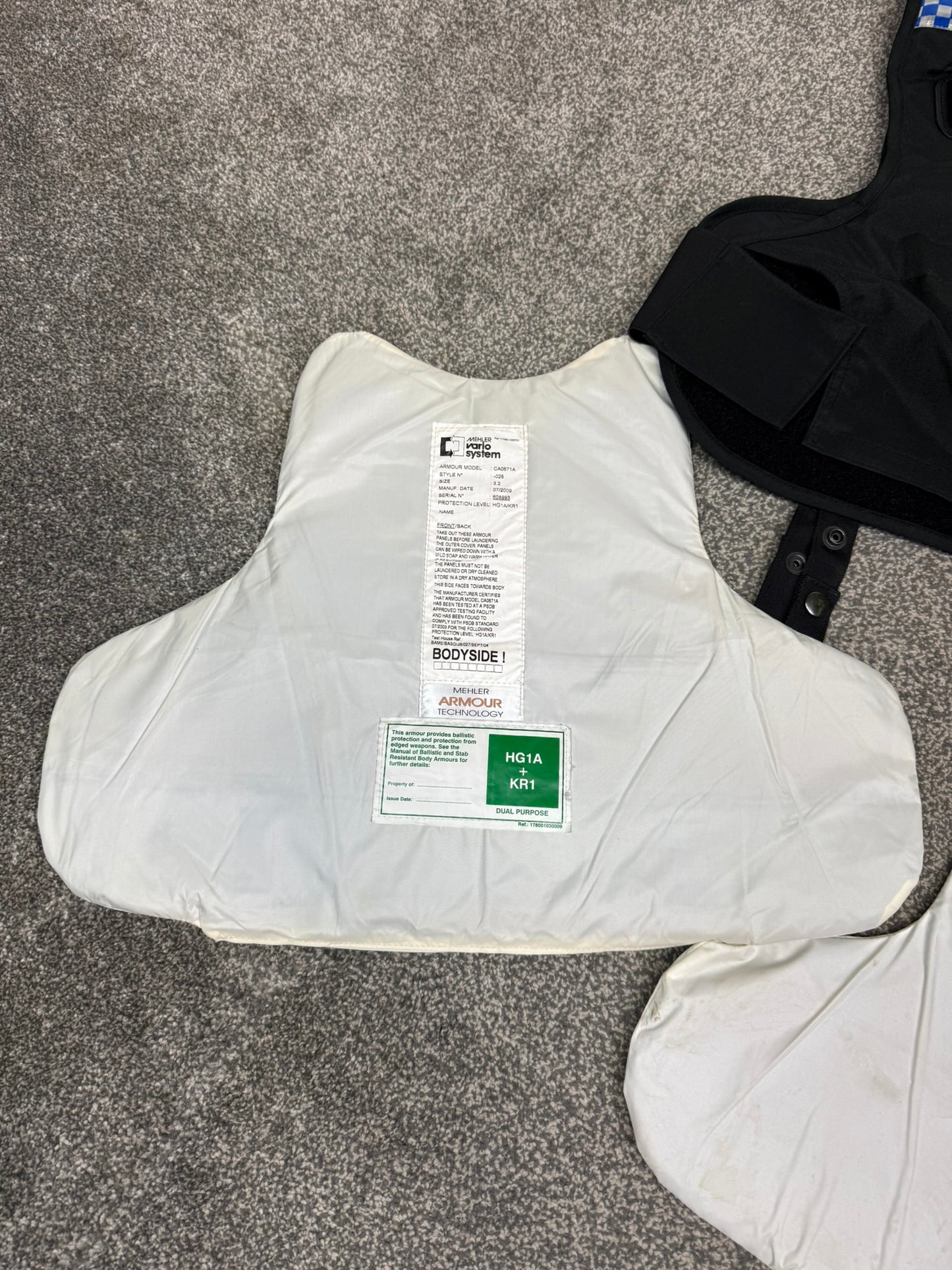 Ex Police Mehler Body Armour Vest & Bag Anti Stab & Ballistic HG1A & KR1 Security - LARGE