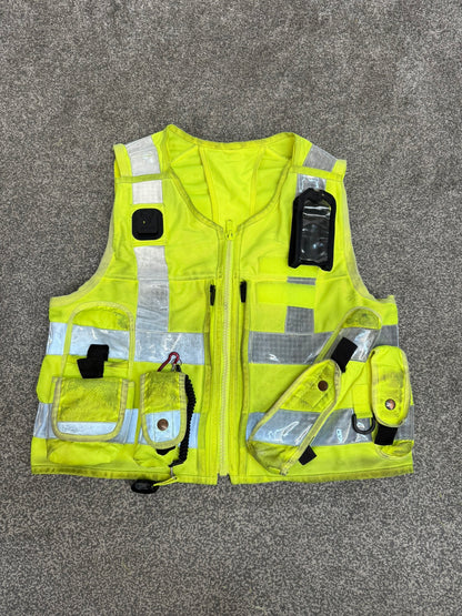Ex Police Hi Vis Tac Vest LARGE Equipment Utility Vest & Radio Pouch Patrol SIA Security
