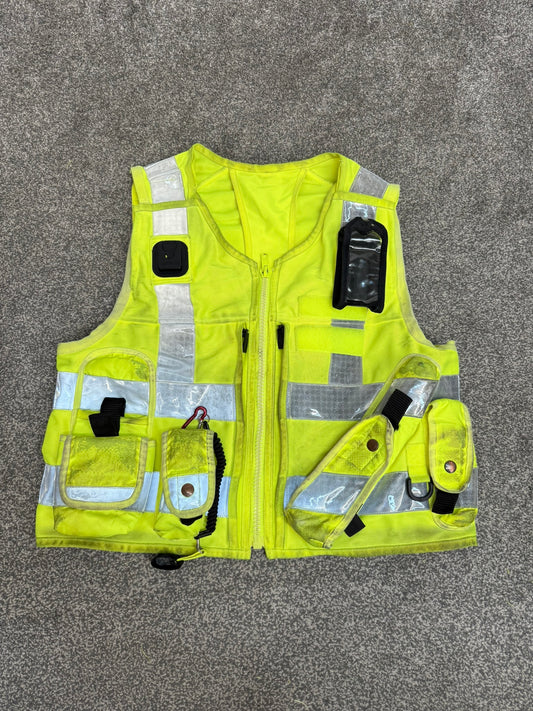 Ex Police Hi Vis Tac Vest LARGE Equipment Utility Vest & Radio Pouch Patrol SIA Security