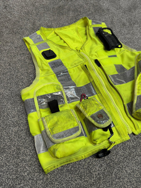 Ex Police Hi Vis Tac Vest LARGE Equipment Utility Vest & Radio Pouch Patrol SIA Security