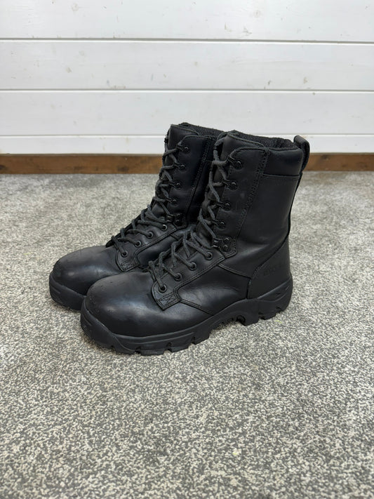 Ex Police Magnum Shield ST Combat Boots Black Leather UK 8 Security Work