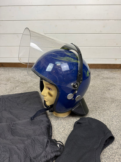 Ex Police Riot Helmet 56-57cm Fleece Bag & Hood Genuine Airsoft Display