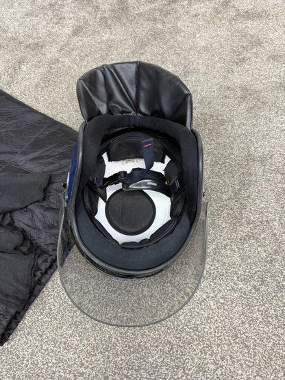 Ex Police Riot Helmet 56-57cm Fleece Bag & Hood Genuine Airsoft Display