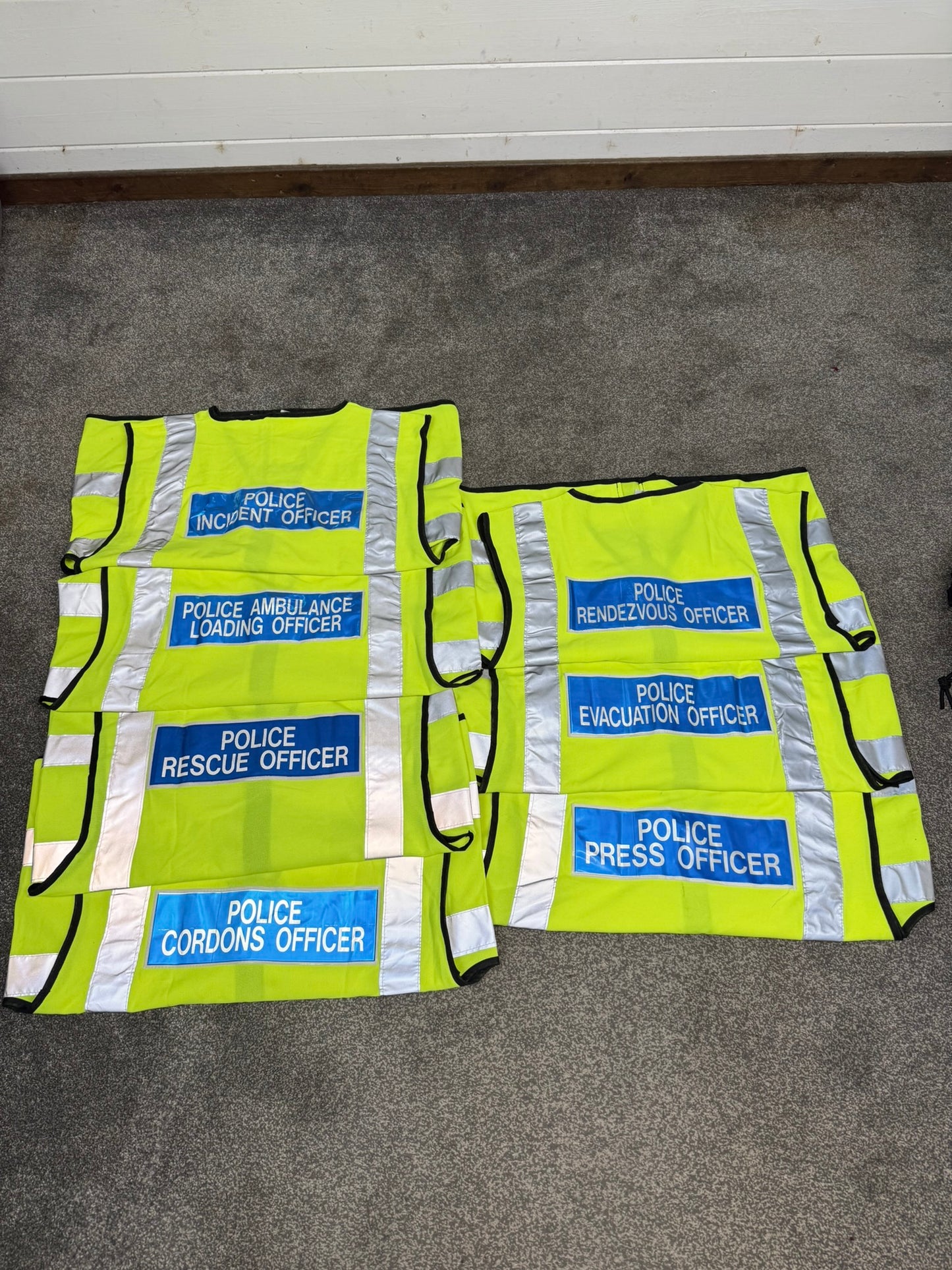 Ex Police Hi Vis Vests x7 JOB LOT Collector Display Film / TV Uniform