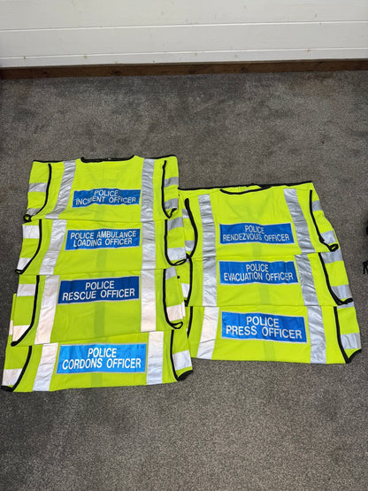 Ex Police Hi Vis Vests x7 JOB LOT Collector Display Film / TV Uniform