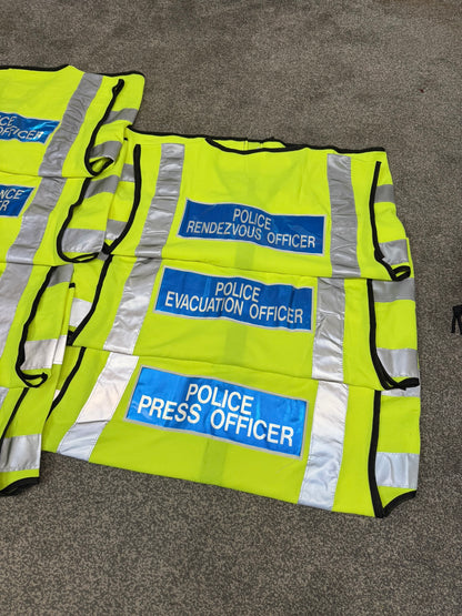 Ex Police Hi Vis Vests x7 JOB LOT Collector Display Film / TV Uniform