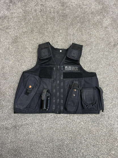 Ex Police Black Arktis Tactical Utility Vest & Pouches Security Airsoft - X Small