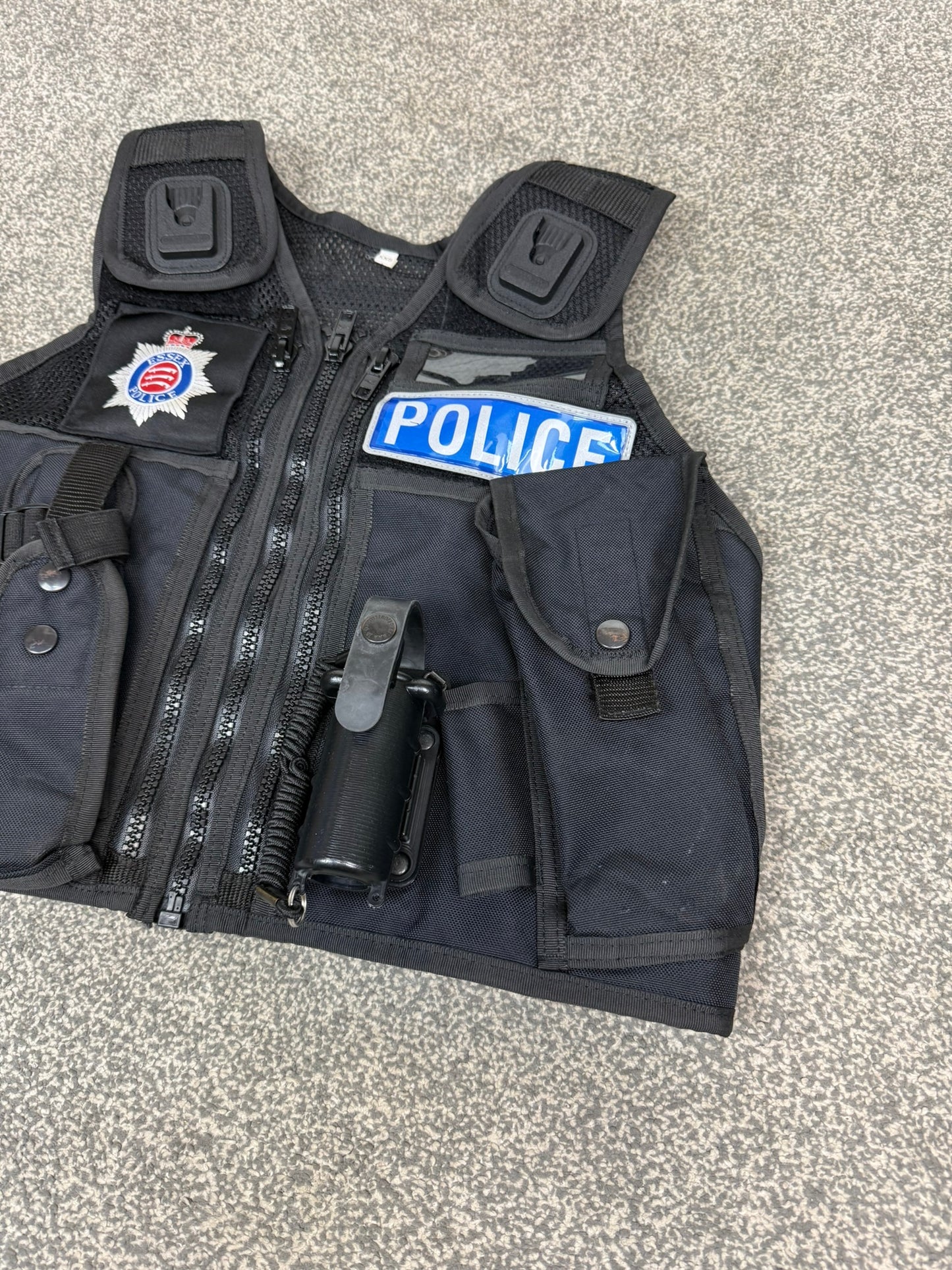Ex Essex Police Black Arktis Tactical Utility Vest & Pouches Security Airsoft - XX Small