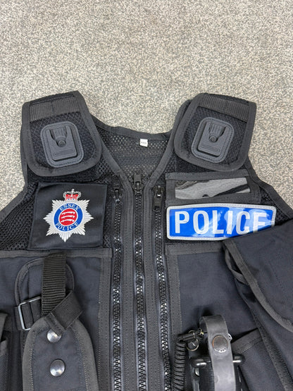 Ex Essex Police Black Arktis Tactical Utility Vest & Pouches Security Airsoft - XX Small