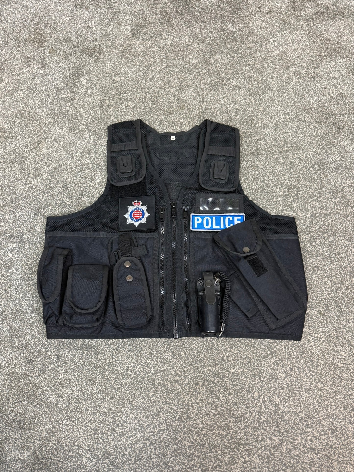 Ex Essex Police Black Arktis Tactical Utility Vest & Pouches Security Airsoft - Medium
