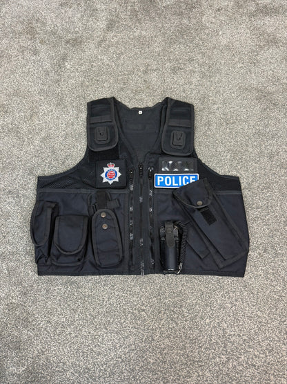 Ex Essex Police Black Arktis Tactical Utility Vest & Pouches Security Airsoft - Medium