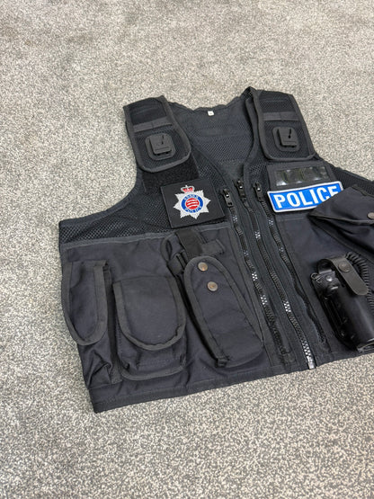 Ex Essex Police Black Arktis Tactical Utility Vest & Pouches Security Airsoft - Medium