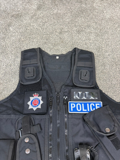 Ex Essex Police Black Arktis Tactical Utility Vest & Pouches Security Airsoft - Medium