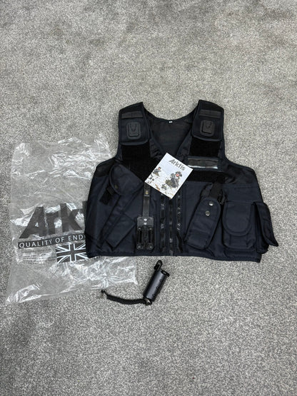 NEW Arktis Vest Black Tactical Utility Vest & Pouches Security Airsoft - Medium