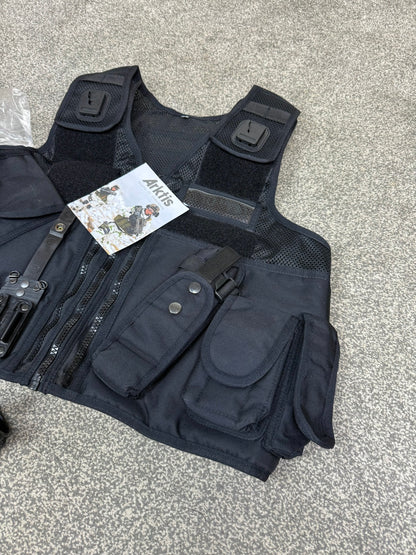 NEW Arktis Vest Black Tactical Utility Vest & Pouches Security Airsoft - Medium