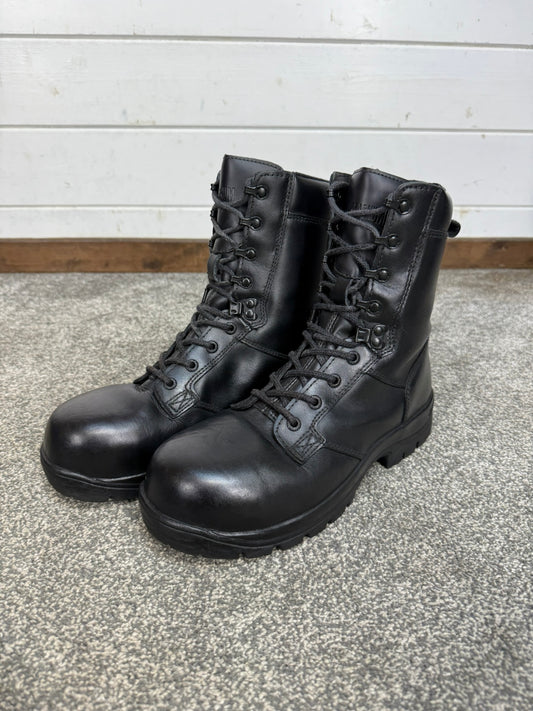 Ex Police Magnum Elite Shield Combat Boots Black Leather UK 8 Security Work Boot