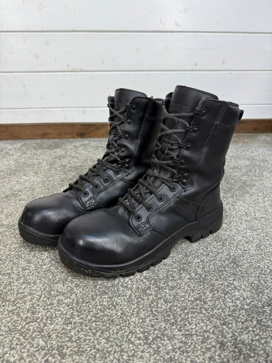 Ex Police Magnum Elite Shield Combat Boots Black Leather UK 8 Security Work Boot