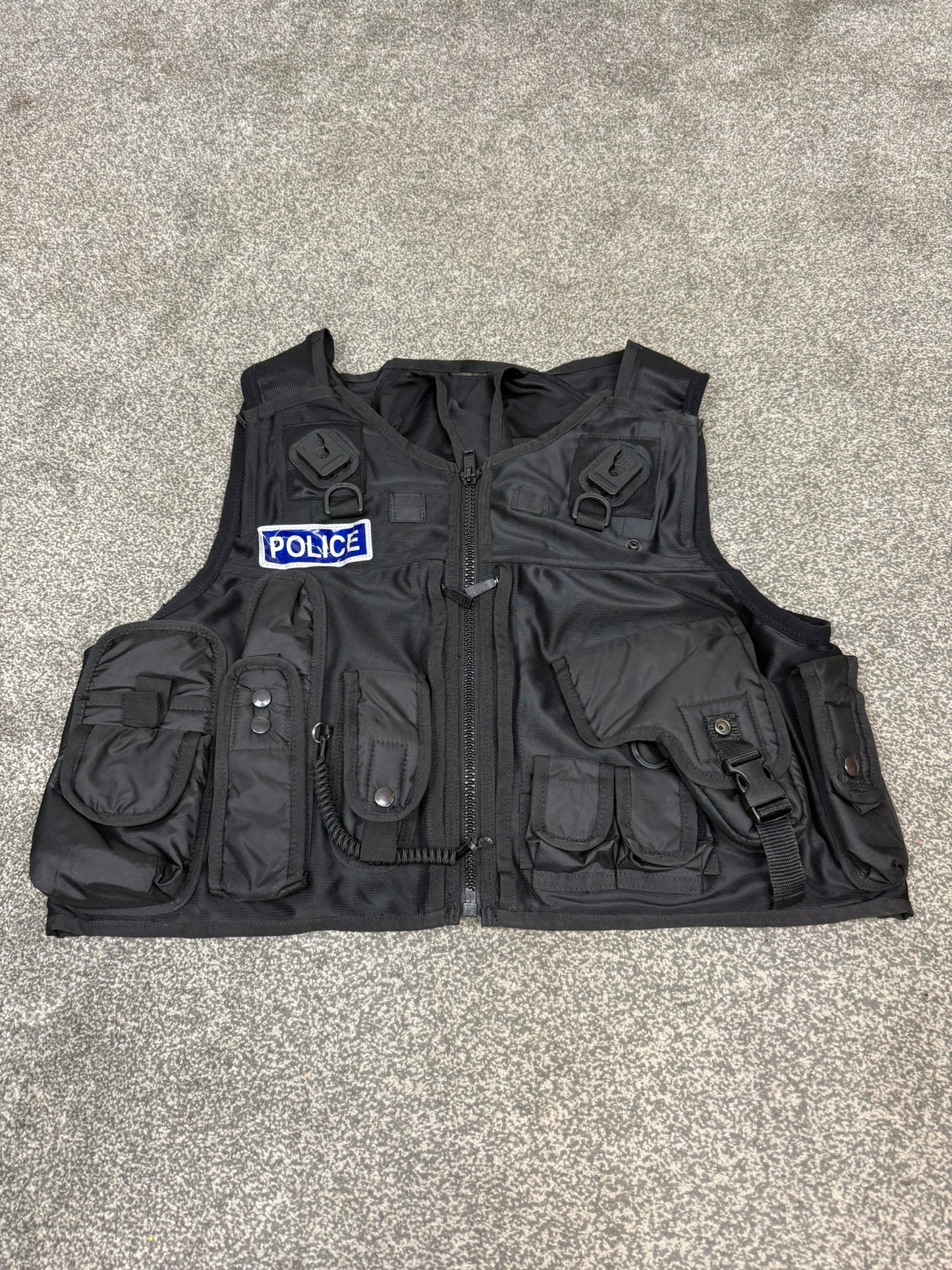 Ex Police Black Tactical Utility Vest Firearms Taser BADGED - X Large
