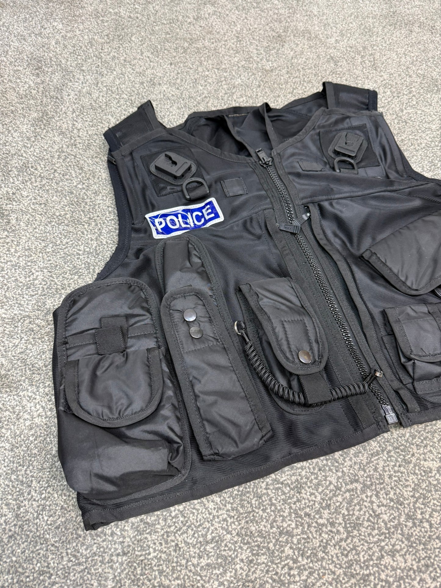 Ex Police Black Tactical Utility Vest Firearms Taser BADGED - X Large