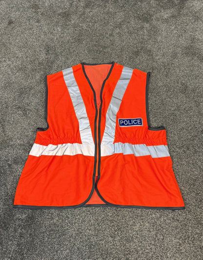 Ex Police Orange Hi Vis Vest Waistcoat BADGED TV Film Display Collector