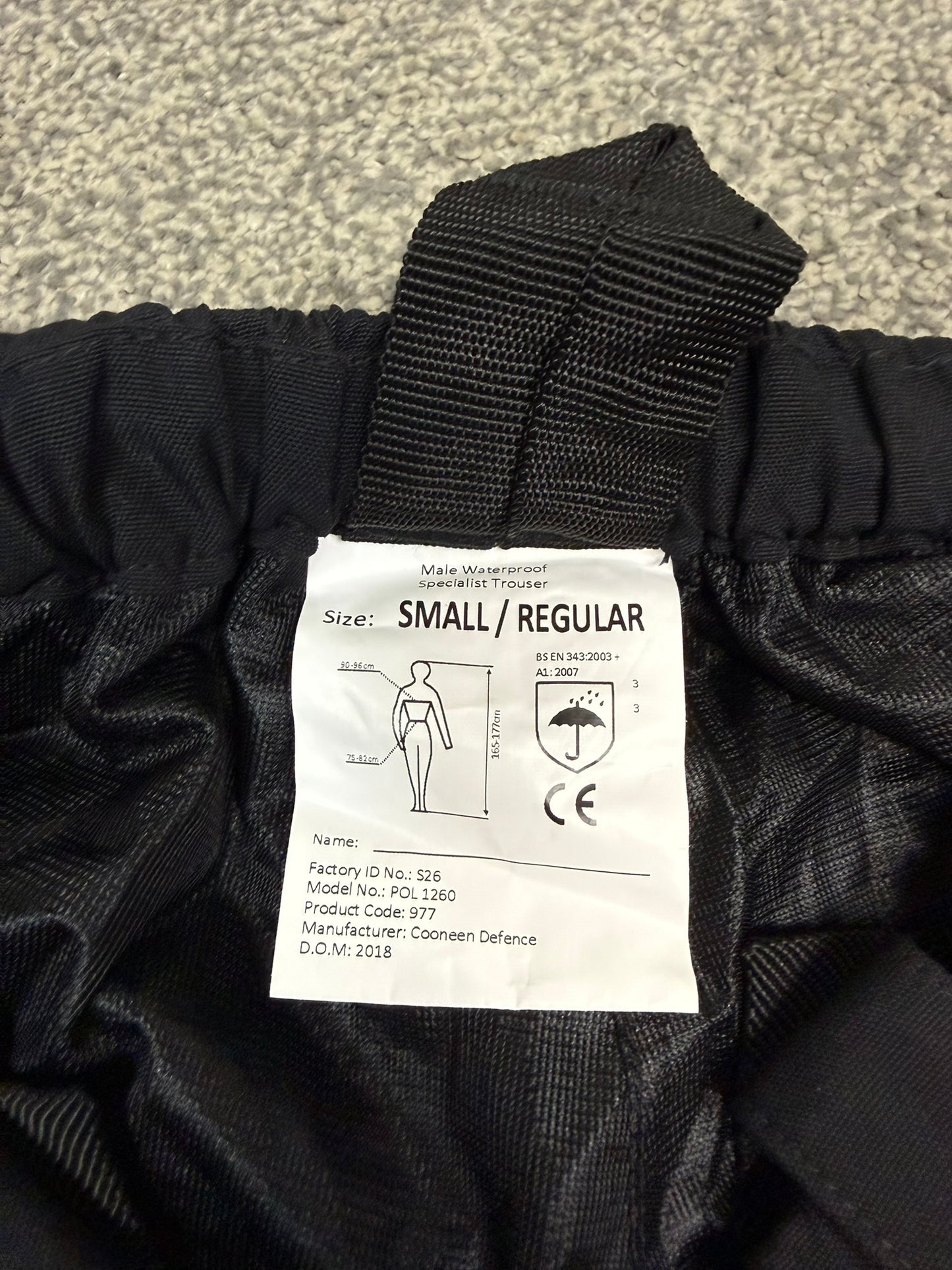 Ex Police Black Waterproof Cargo Trousers Security Hiking Walking - Small