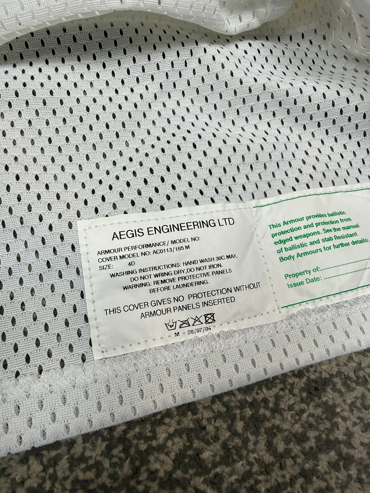 Ex Police White Covert Body Armour Cover Aegis x10 - Resale TV Film Security Uniform