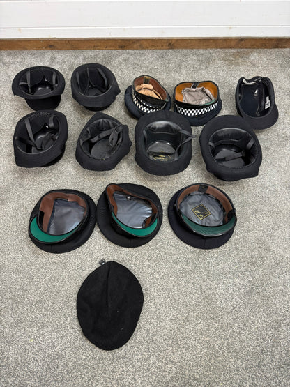 13x Ex Police Peak Cap Bowler Hat Beret Job Lot Theatre Headwear Uniform Film Prop Lot