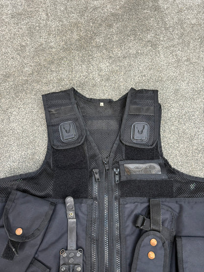 Ex Police Black Arktis Tactical Utility Vest & Pouches Security Airsoft - Small