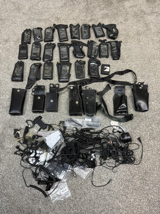 Ex Police Tetra Sepura Radio Pouch & Earpiece JOB LOT Film TV Prop Security