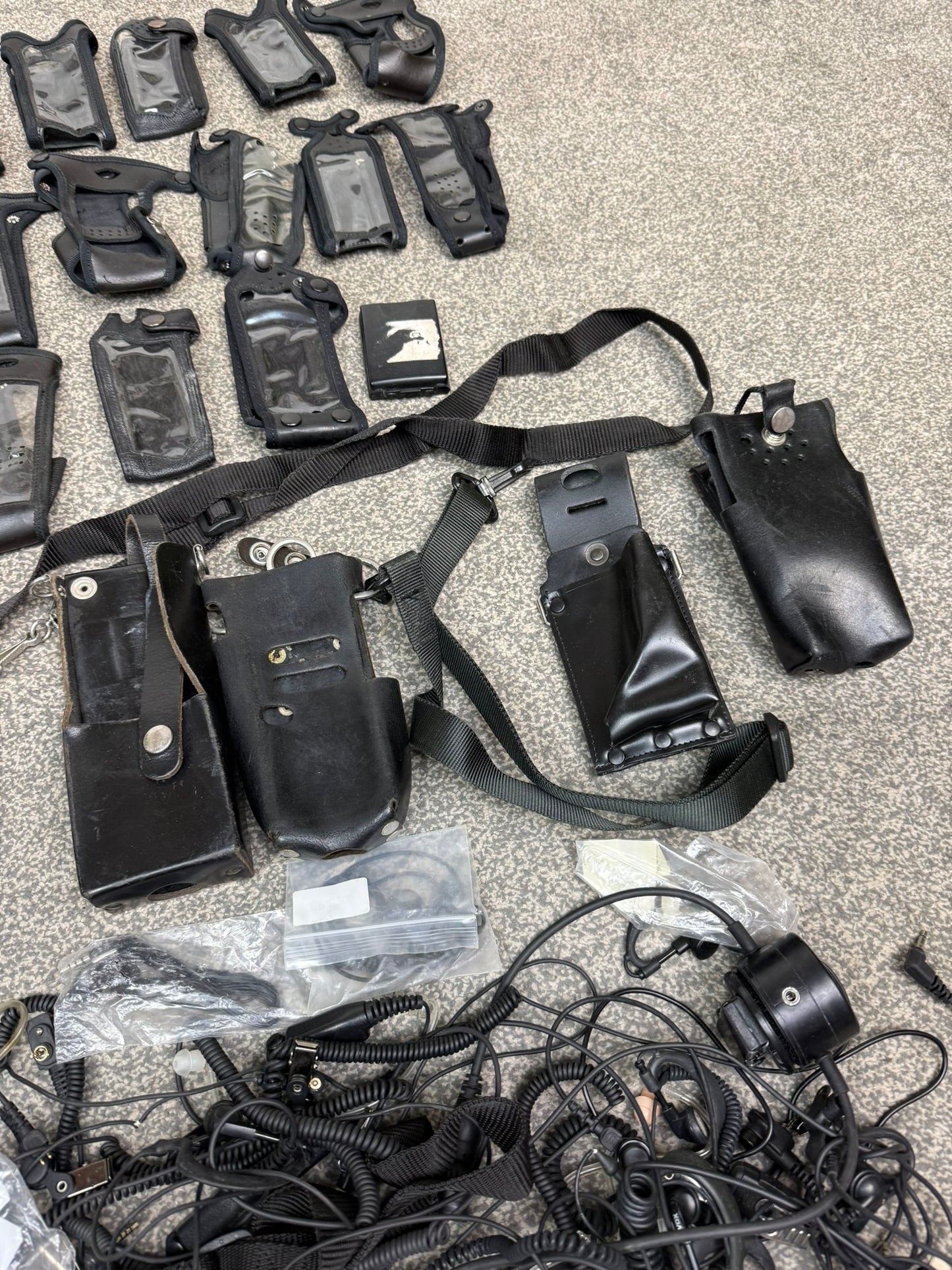 Ex Police Tetra Sepura Radio Pouch & Earpiece JOB LOT Film TV Prop Security