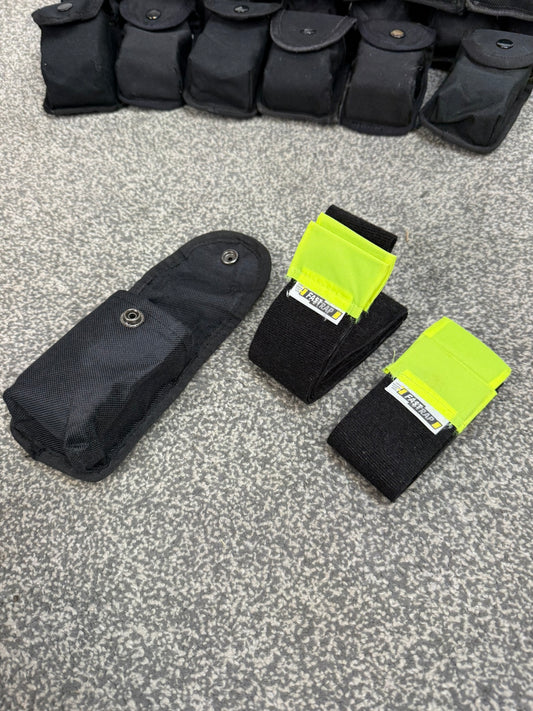Ex Police Fast Strap Leg Restraints With Pouch Hook & Loop Handcuffs SIA Security