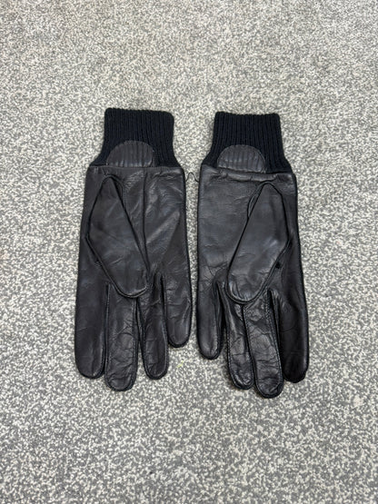 Ex Police Leather Gloves Knitted Cuff MEDIUM Driving Security SIA