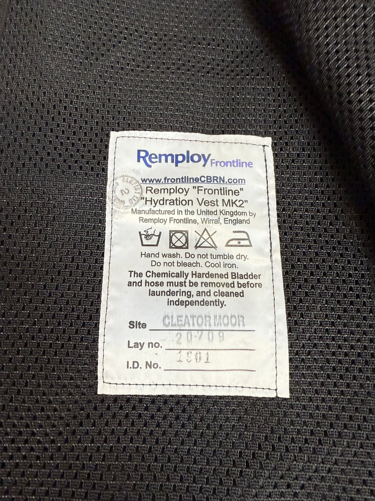 Remploy Frontline Hydration Vest Camelbak 3L CBRN & Mask Adapter MK2 Airsoft Police