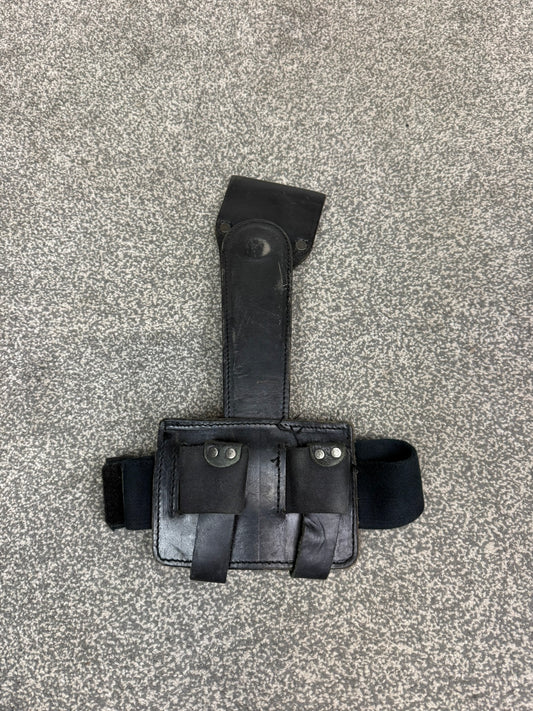 Ex Police Leather Double Mag Ammo Pouch Drop Leg Belt Attachment