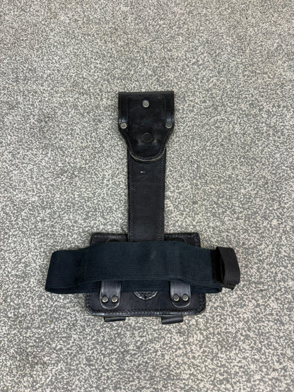 Ex Police Leather Double Mag Ammo Pouch Drop Leg Belt Attachment