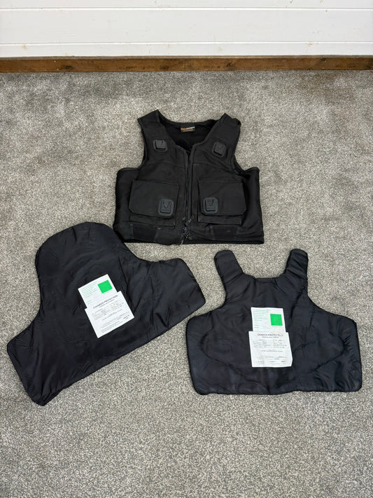 Ex Police Black Cooneen Body Armour Vest M-L Anti Stab & Ballistic HG1A & KR1 Security