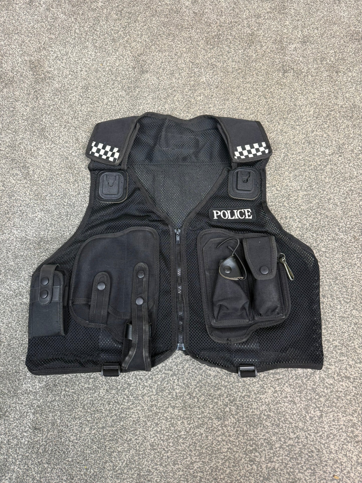 Ex Police Protec Tactical Utility Black Vest BADGED - Medium Film TV Uniform