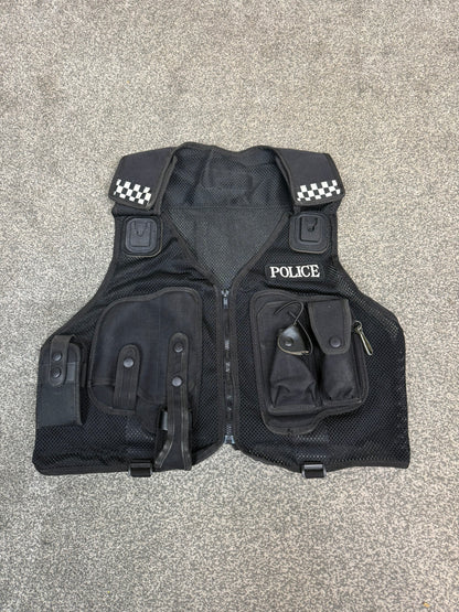 Ex Police Protec Tactical Utility Black Vest BADGED - Medium Film TV Uniform