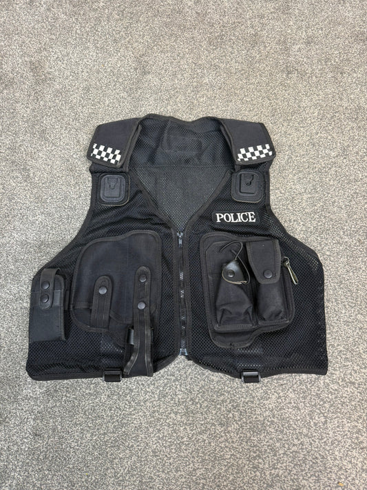 Ex Police Protec Tactical Utility Black Vest BADGED - Medium Film TV Uniform