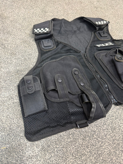 Ex Police Protec Tactical Utility Black Vest BADGED - Medium Film TV Uniform