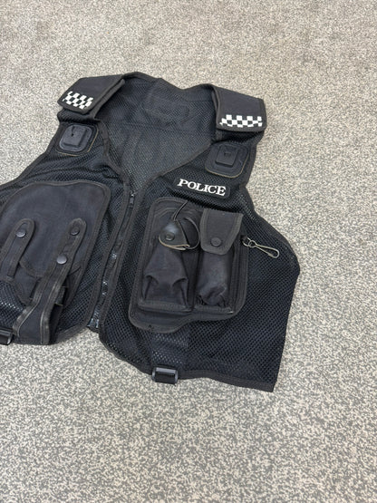Ex Police Protec Tactical Utility Black Vest BADGED - Medium Film TV Uniform