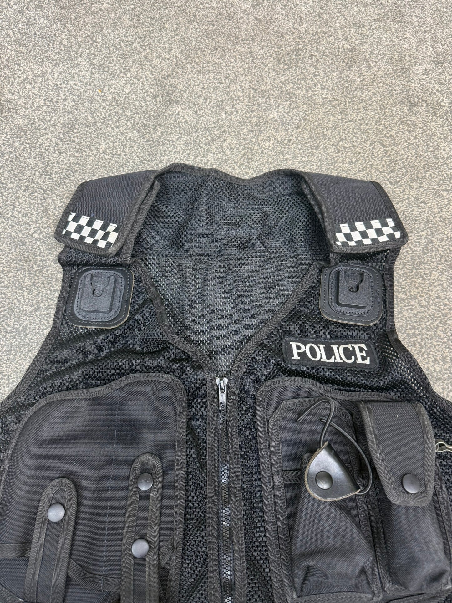 Ex Police Protec Tactical Utility Black Vest BADGED - Medium Film TV Uniform