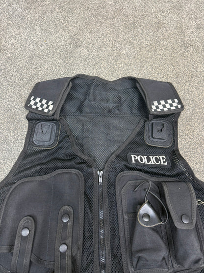 Ex Police Protec Tactical Utility Black Vest BADGED - Medium Film TV Uniform